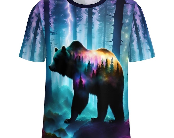 Mystical Bear T-Shirt for Sale by Swaggy Shirts on Etsy, Spirit Animal Shirt, Bear Graphic Shirt, Woodland Animal Tee, Camping Shirt for Dad