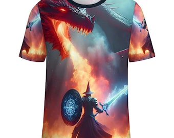 Fire Dragon T-Shirt for Sale by Swaggy Shirts on Etsy, Father Son Dragon Shirt, Dragon Graphics Tee, Birthday Gift Shirt, Dragon Lover Shirt
