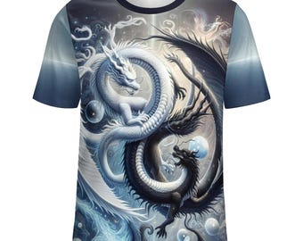 Yin Yang Dragons T-Shirt For Sale by Swaggy Shirts Online Etsy Apparel Store, Dragon Fantasy Tee, Gift For him, Dragon Lovers T-Shirts