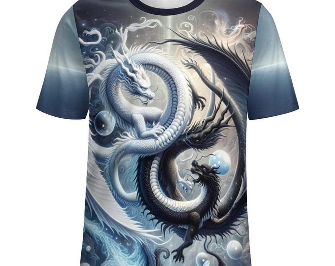 Yin Yang Dragons T-Shirt For Sale by Swaggy Shirts Online Etsy Apparel Store, Dragon Fantasy Tee, Gift For him, Dragon Lovers T-Shirts
