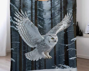 Schnee Eule Flanelldecke, weiche warme Decke, Eulen-Liebhaber Geschenke Decke, Winter-kuschelige Decke, Tierdruck-Wurf, Anti-Pilling-Decke