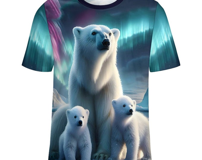 Mama Bear T-Shirt, Polar Bear Shirt, Cubs Northern Lights T-Shirt for Sale by Swaggy Shirt on Etsy, Bear Graphic Tee, Funny Polar Bear Shirt