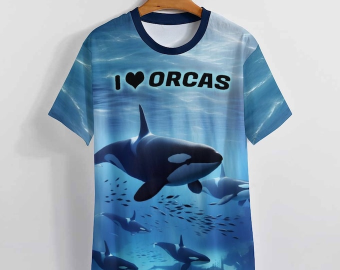 Killer Whale T-Shirt, Ocean Shirts, I Love Orcas Whale Shirt for Sale by Swaggy Shirts on Etsy, Sea Animal Tee, Marine Life Shirt, Dad Gifts
