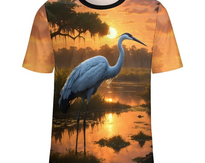 Mystical Crane T-Shirt for Sale by Swaggy Shirts on Etsy, Nature Lover Shirt, Crane Bird T-Shirt, Crane Graphic Tee, Crane Bird Lover Gifts
