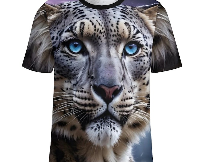 Snow Leopard T-Shirt for Sale by Swaggy Shirts on Etsy, Leopard Lover Shirt, Wildlife T-Shirt, Leopard Face Shirts, Snow Leopard Design Tee