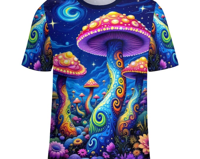 Psychedelic Peyote Mushroom T-Shirt Design For Sale by Swaggy Shirts Online Etsy Apparel Store, Peyote Lovers Tee, Gift For Boyfriend, Gifts