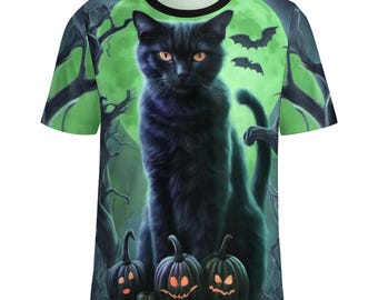 Black Cat Pumpkins T-Shirt for Sale by Swaggy Shirts on Etsy, Halloween Cat Shirt, Horror Night Shirt, Funny Halloween Tee, Cat Lovers Shirt