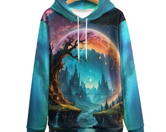 Mystical World Hoodie for Sale by Swaggy Shirt on Etsy, Fantasy World Hoodie, Adventure Hoodie, Nature Lover Gift, Mountain Landscape Hoodie