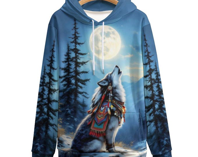 Native Wolf Hoodie for Sale by Swaggy Shirts on Etsy, First Nations American Wolf Sweater, Spirit Animal Hoodie, Indigenous Wolf Sweatshirt