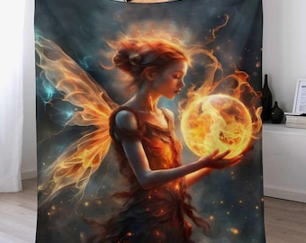 Fire Fairy Flannel Blanket (One-sided Printing)-40"×50"