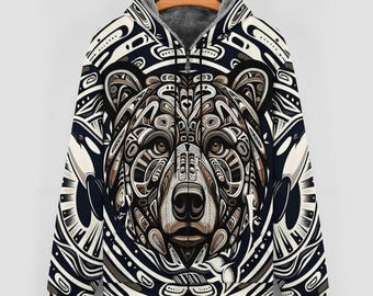First Nations Native Indigenous Spirit Bear Zippered Hoodie For Sale by Swaggy Shirts Online Etsy Apparel Store, Native Lives Matters, Gift