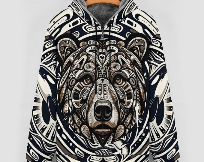 First Nations Native Indigenous Spirit Bear Zippered Hoodie For Sale by Swaggy Shirts Online Etsy Apparel Store, Native Lives Matters, Gift