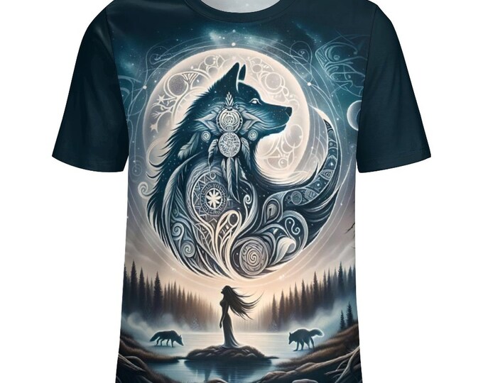 Sunset Spirit Wolf T-Shirt for Sale by Swaggy Shirt on Etsy, Wolf Spirit Animal Tee, Camping Shirt, Nature Lover Gift, Wildlife Hiking Shirt