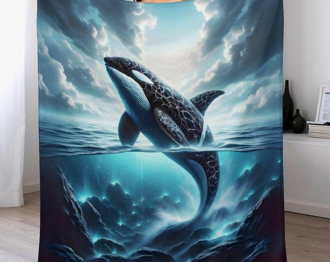 Killer Whale Blanket, Orca Blanket, Soft Flannel Throw, Warm Anti-Pill Blanket, Whale Print Blanket, Animal Lover Blanket, Whale Decor Gifts