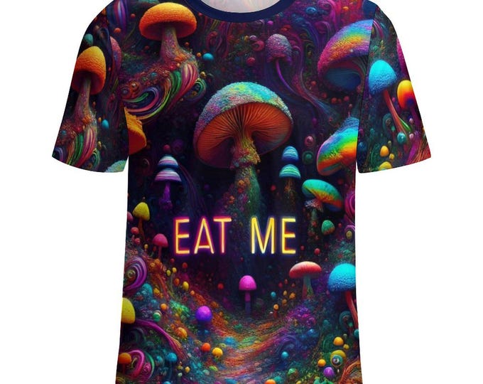 Trippy Mushroom Shirt, Psychedelic Mushroom Eat Me T-Shirt For Sale by Swaggy Shirts on Etsy, Magic Mushrooms Tee, Funny Mushroom Lover Gift