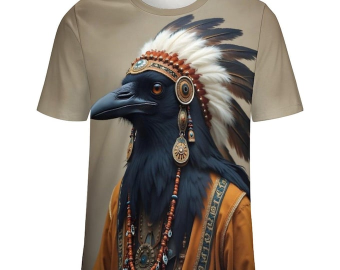 Native Raven Shaman T-Shirt for Sale by Swaggy Shirt on Etsy, First Nations Shirt, Spirit Animal Tee, Indigenous Shirt, Raven Design T-Shirt