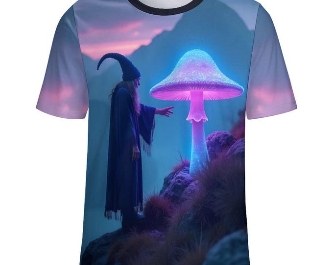 Wizard Mushroom T-Shirt for Sale by Swaggy Shirts on Etsy, Trippy Shirt, Psychedelic Mushroom Tee, Fantasy Wizard Shirt, Mushroom Lover Gift