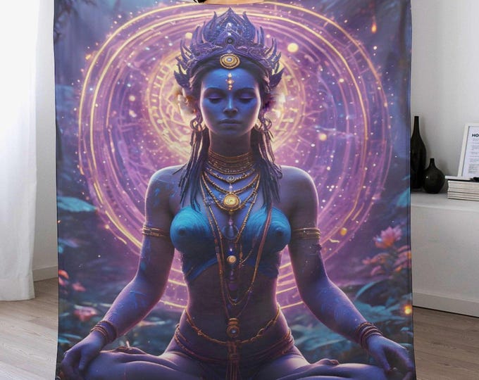 Spiritual Yogini Yoga Flannel Blanket, Cozy Anti-Pill Blanket, Soft Warm Meditation Throw, Yoga Home Decor, Gift for Yogi, Yoga Lover Throw