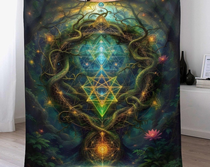 Sacred Geometry Flannel Blanket (One-sided Printing)-40"×50"