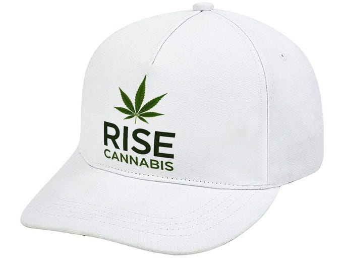 Rise Cannabis Hat, Custom Weed Stoner Cap, Adjustable Bent Fitted Hat, Polyester Baseball Cap, Marijuana Leaf Hat, Gift for Cannabis Lovers