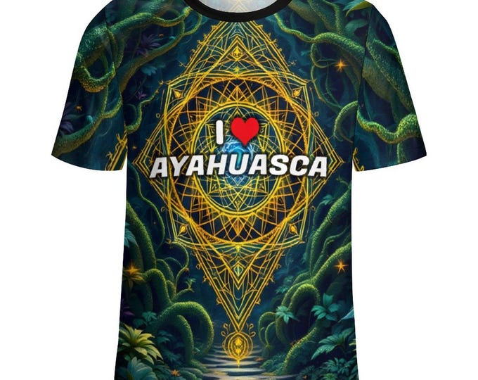 I Love Ayahuasca T-Shirt For Sale by Swaggy Shirts Online Etsy Apparel Store, Ayahuasca Lovers Tee, Men's Gift, Sacred Geometry Shirt
