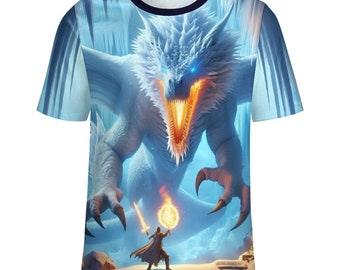 Water Ice Dragon T-Shirt for Sale by Swaggy Shirts on Etsy, Dragon and Warrior Shirt, Snow Dragon T-Shirt, Mystical Animal Tee, Dragon Gift