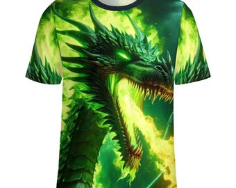 Green Dragon Head T-Shirt for Sale by Swaggy Shirt on Etsy, Dragon Lover Shirt, Fantasy Dragon Shirt, Mythical Dragon Tee, Animal Lover Gift