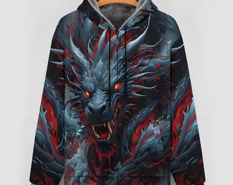 Fire Dragon Zippered Hoodie For Sale by Swaggy Shirts On Etsy