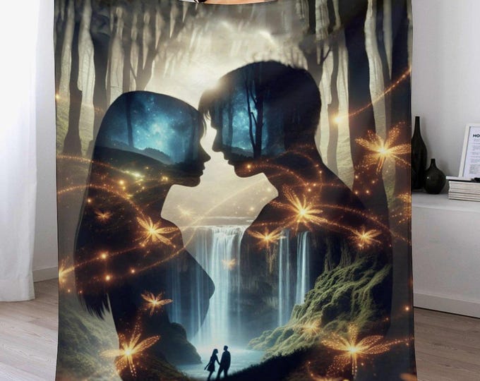 Magical Enchanted Lovers Flannel Blanket, Soft Anti-Pill Throw, Cozy 330gsm Bedding, Romantic Gift for Couples, Couch or Bed Throw Blanket