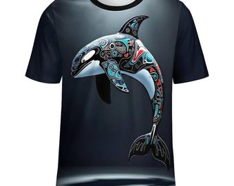 Native Orca Killer Whale T-Shirt for Sale by Swaggy Shirts on Etsy, Sea Animal Shirt, First Nations Tee, Orca Lover Shirt, Ocean Whale Shirt
