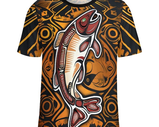 Native Salmon T-Shirt for Sale by Swaggy Shirts on Etsy, First Nations Shirt, Sacred Salmon Fishing Tee, Salmon Lover Shirt, Fisherman Gifts