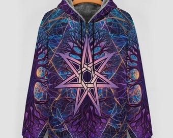 Elven Star Zippered Hoodie for Sale by Swaggy Shirts on Etsy, Tree of Life Hoodie, Nature Lover Sweater, Tree Roots Hoodie, Adventure Hoodie