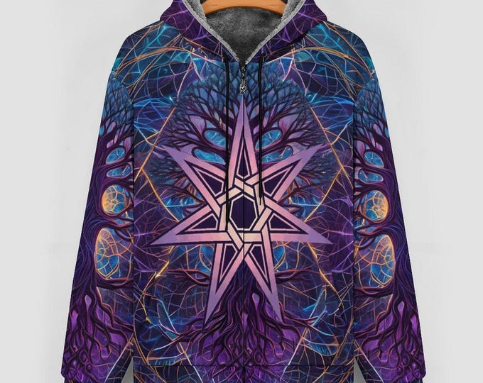 Elven Star Zippered Hoodie for Sale by Swaggy Shirts on Etsy, Tree of Life Hoodie, Nature Lover Sweater, Tree Roots Hoodie, Adventure Hoodie