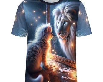 Cat Lion Mirror T-Shirt for Sale by Swaggy Shirts on Etsy, Cute Animal Shirts, Cats Lovers Shirt, Funny Cat T-Shirt, Gifts for Cat Lovers