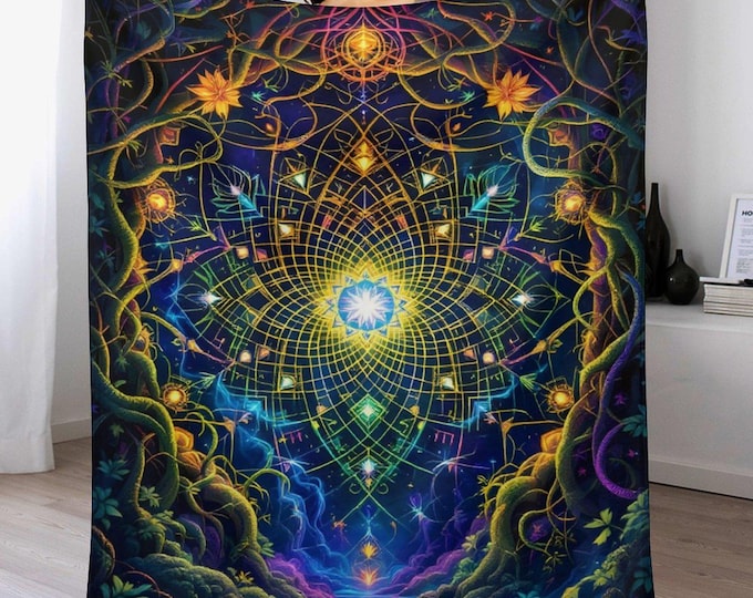 Sacred Geometry Flannel Blanket (One-sided Printing)-40"×50"