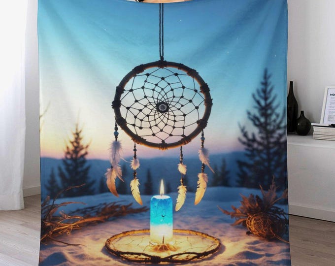 Dream Catcher Flannel Blanket, Soft Cozy Anti-Pill Blanket, Lightweight Warm Bedding, Boho Home Decor, Winter Travel Blanket, Gifts for Her