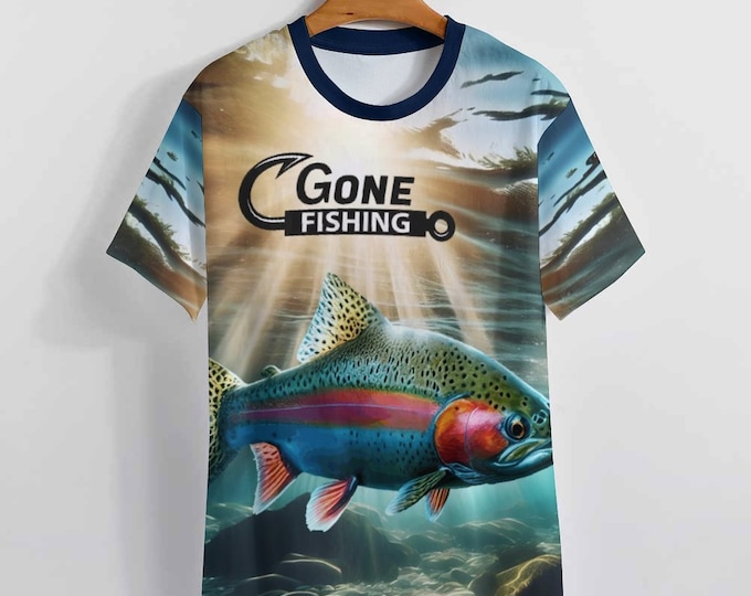 Gone Fishing T-Shirt for Sale by Swaggy Shirts on Etsy, Men's Fishing Shirt, Funny Fishing T-Shirt, Fishing Graphic Tee, Gift for Fisherman