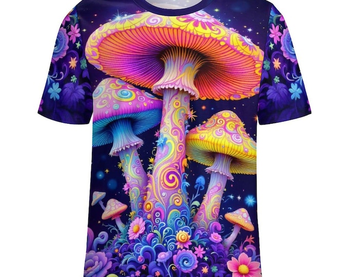 Psychedelic Magic Mushroom T-Shirt For Sale by Swaggy Shirts Online Etsy Apparel, Mushroom Lovers Tee, Gift For Boyfriend, Gifts For Him