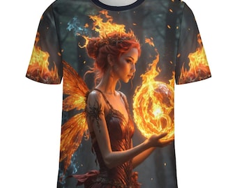 Fire Fairy T-Shirt for Sale by Swaggy Shirts on Etsy, Fairy Fantasy Shirt, Fairy Wings Shirt, Queen Fairy Love Shirts, Faerie Magical Shirt
