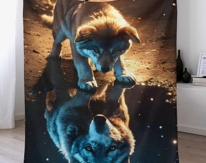 Wolf Reflection Flannel Blanket, Anti-Pilling Throw, Soft Warm Fleece Blanket, Cozy Winter Bedding, Lightweight Travel Blanket, Home Gifts