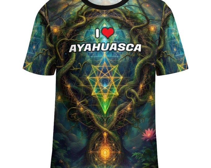 I Love Ayahuasca T-Shirt For Sale by Swaggy Shirts on Etsy, Ayahuasca Shirt, Men's Gift, Sacred Geometry Tee, Ayahuasca Lovers Shirt