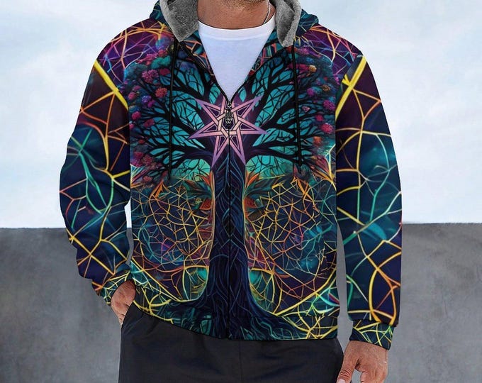 Tree of Life Zippered Hoodie for Sale by Swaggy Shirt on Etsy, Nature Lover Sweater, Tree Roots Hoodie, Forest Tree Hoodie, Adventure Hoodie