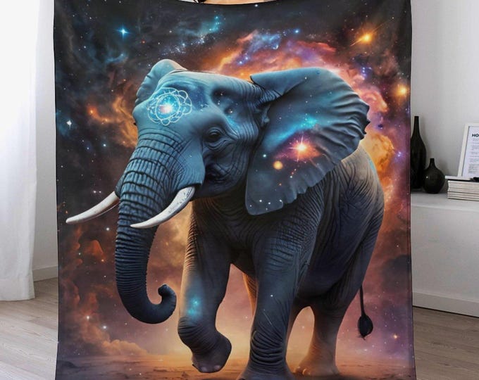 Magical Enchanted Elephant Flannel Blanket, Cozy Elephant Throw, Soft Anti-Pilling Blanket, Elephant Lover Gifts, Warm Travel Couch Blanket