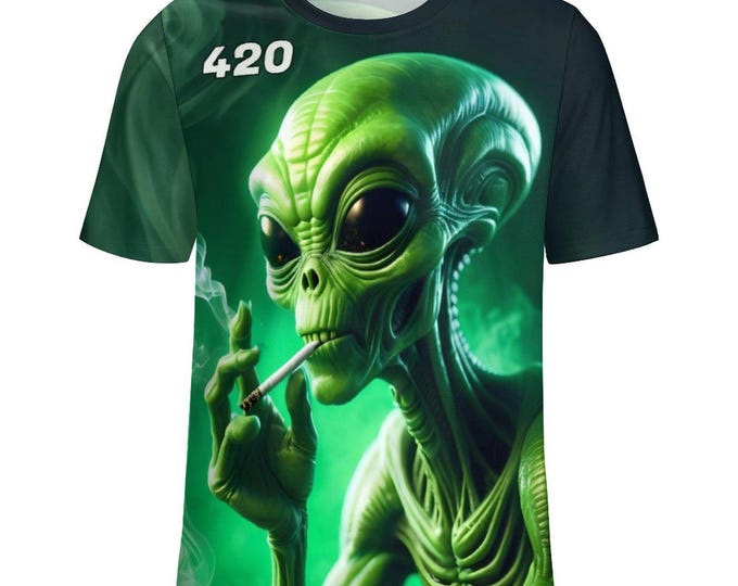 420 Alien T-Shirt for Sale by Swaggy Shirts on Etsy, Weed Skull Shirt, Marijuana T-Shirt, Alien Cannabis Shirt, Funny Weed Tee, Gift for Him