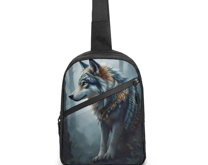 Indigenous First Nations Native Wolf Crossbody Sling Bag For Sale by Swaggy Shirts on Etsy, American Wolf Bag Gift, Native Wolf Shoulder Bag