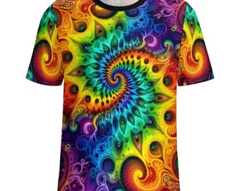 Trippy Fractal Spiral T-Shirt For Sale by Swaggy Shirts Online Apparel Store, Festival Shirt, Boyfriend Gift, Gift For Him, Party Shirt