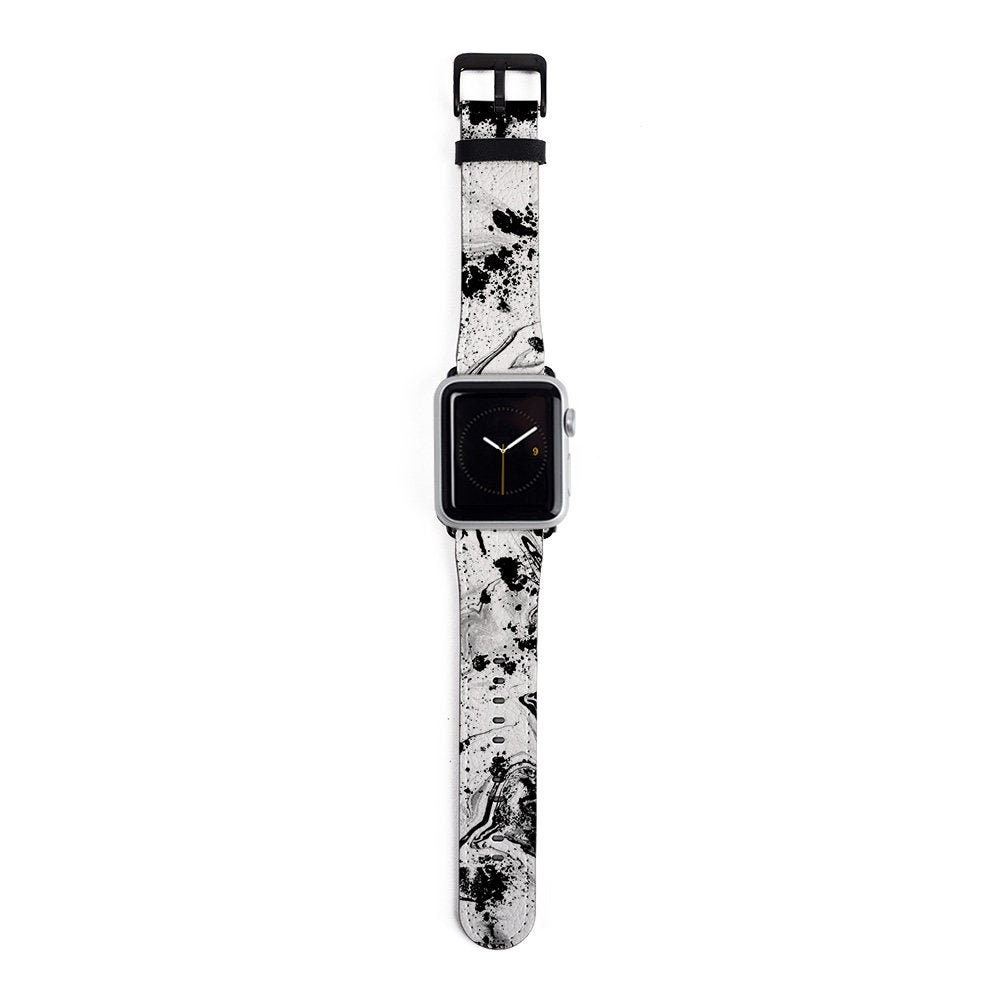 White \u0026 Black Marble Apple Watch Strap 