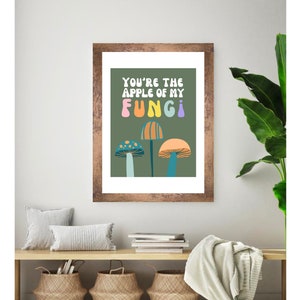 Apple of my Fungi Wall Art Print Download | Downloadable Print Decor | Retro Mushroom Print Download | 11x14 inches