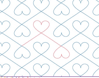 INTERLOCKING HEARTS - Digital Pantograph for Longarm Quilting (Statler, Handiquilter, Innova, APQS)