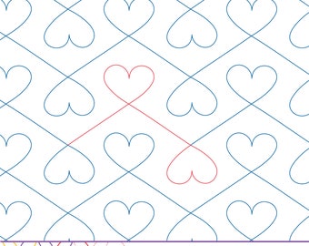 INTERLOCKING HEARTS - Digital Pantograph for Longarm Quilting (Statler, Handiquilter, Innova, APQS)